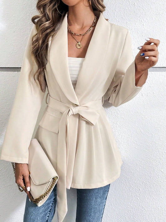 Collar Shawl Belted Blazer