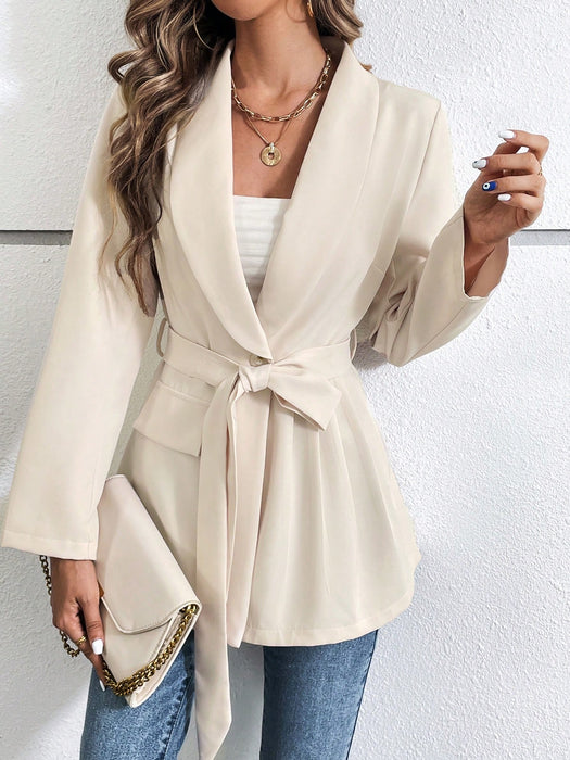 Chic Elegance: Collar Shawl Belted Blazer