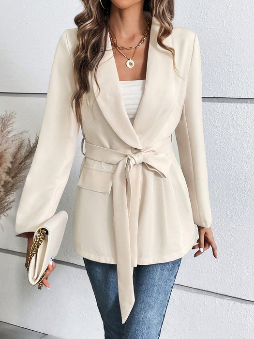 Chic Elegance: Collar Shawl Belted Blazer