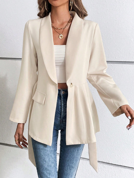 Chic Elegance: Collar Shawl Belted Blazer