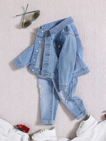 Stylish Baby Boys' 2-Piece Denim Jacket Set