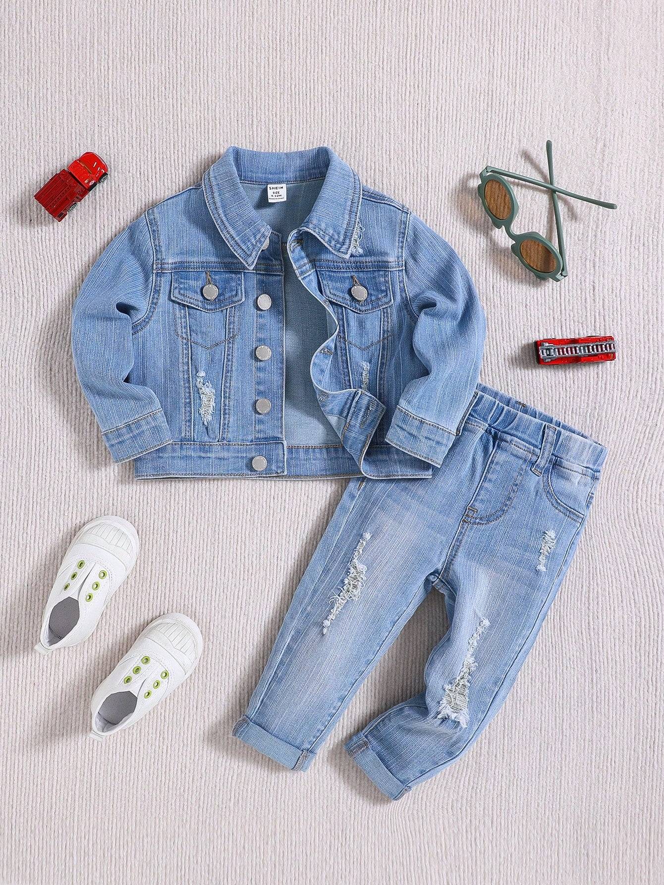 Stylish Baby Boys' 2-Piece Denim Jacket Set