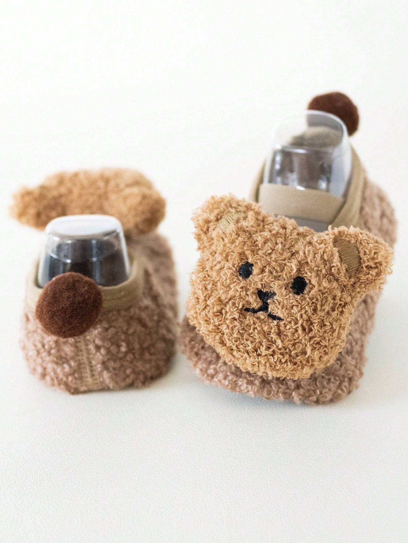 Cozy Bear-Shaped Fluffy Anti-Slip Slippers - for Babies