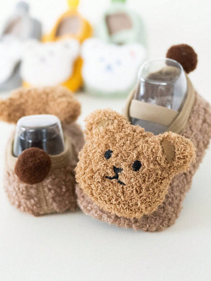 Cozy Bear-Shaped Fluffy Anti-Slip Slippers - for Babies