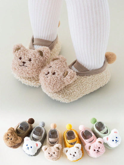 Cozy Bear-Shaped Fluffy Anti-Slip Slippers - for Babies