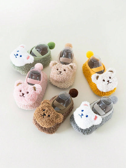 Cozy Bear-Shaped Fluffy Anti-Slip Slippers - for Babies