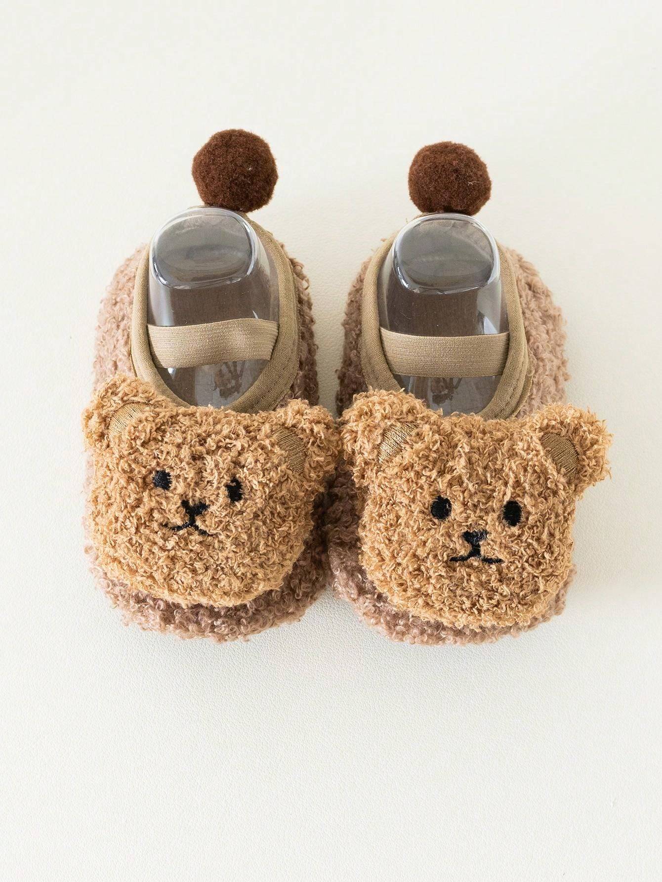 Cozy Bear-Shaped Fluffy Anti-Slip Slippers - for Babies