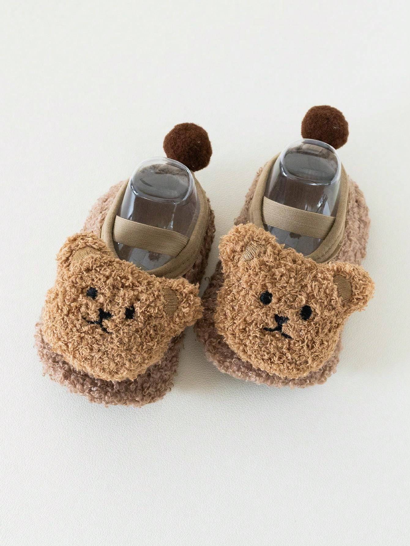 Cozy Bear-Shaped Fluffy Anti-Slip Slippers - for Babies