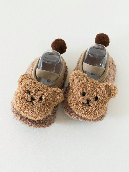 Cozy Bear-Shaped Fluffy Anti-Slip Slippers - for Babies