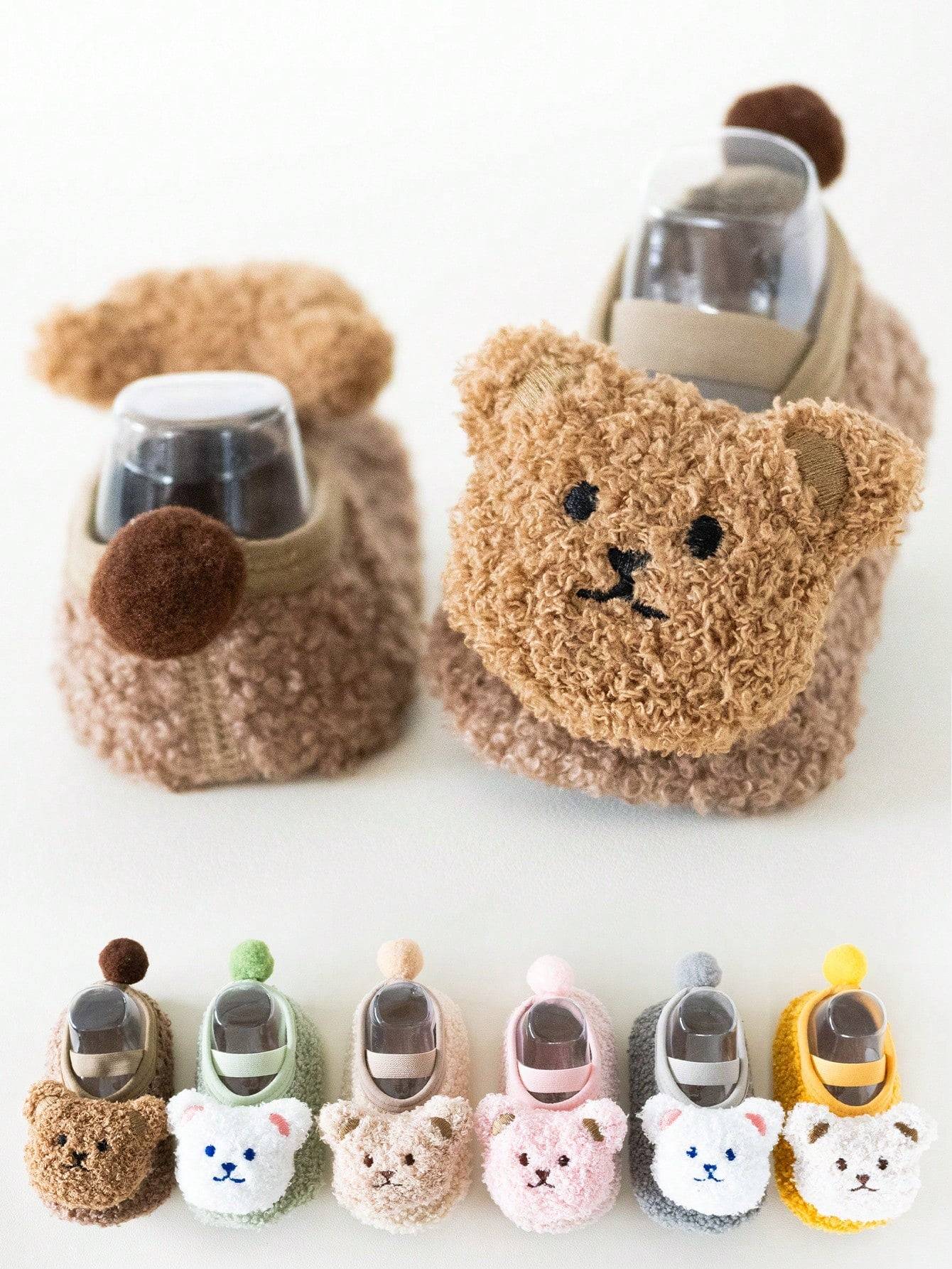 Cozy Bear-Shaped Fluffy Anti-Slip Slippers - for Babies