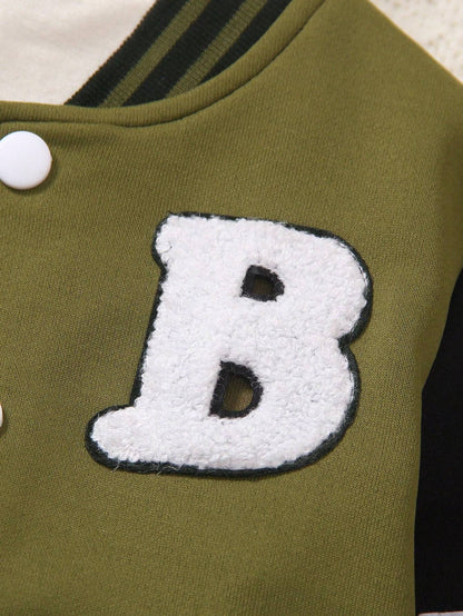 Chaqueta de béisbol bordada con estilo para niño pequeño