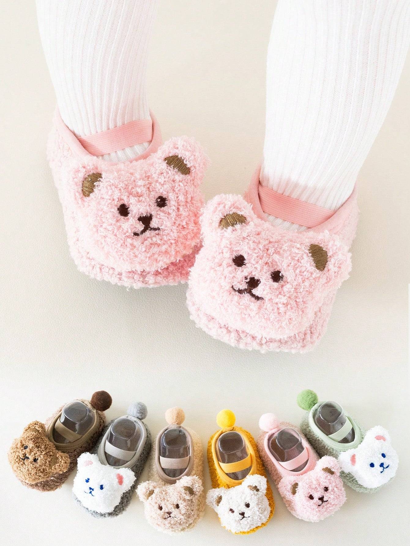 Cozy Bear-Shaped Fluffy Anti-Slip Slippers - for Babies