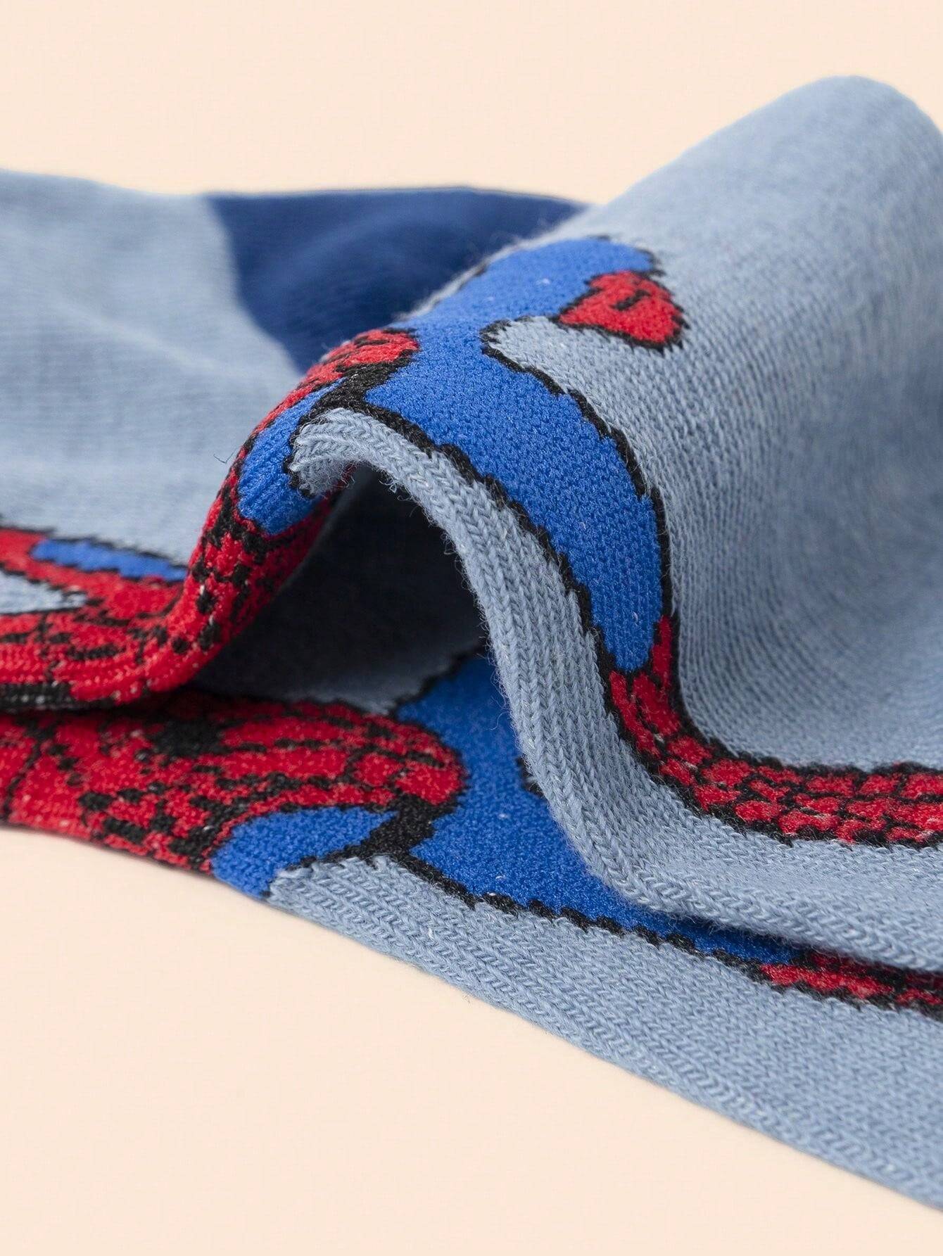 Detailed view of Spider-Man sock fabric, highlighting its soft texture and vibrant superhero print. Breathable material ensures all-day comfort.