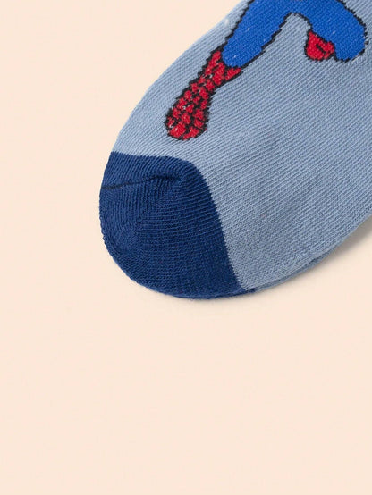 Zoomed-in view of the toe section of Spider-Man socks, featuring a reinforced design for extra durability. Soft fabric ensures a cozy fit.