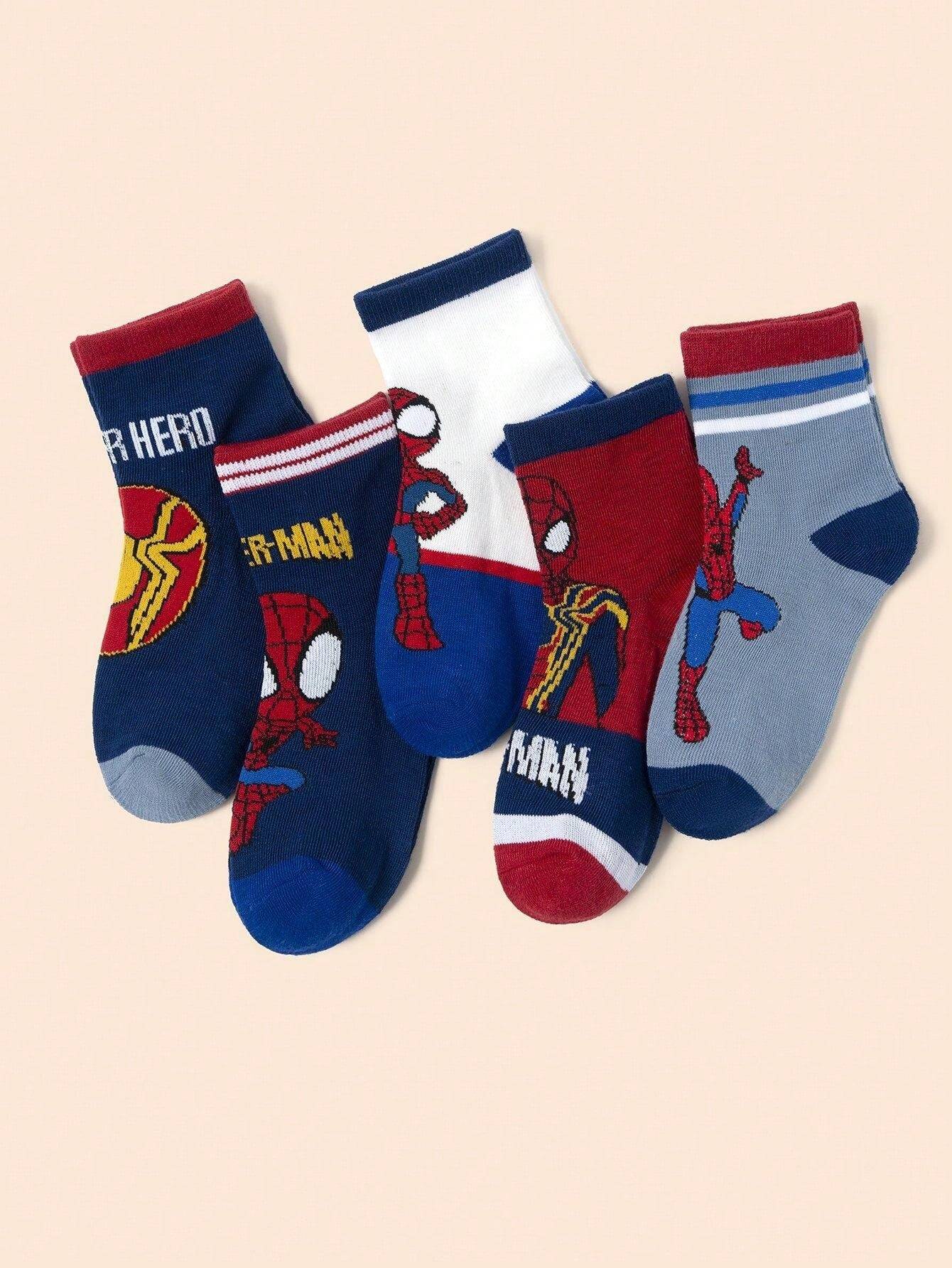 Zoomed-in view of the toe section of Spider-Man socks, featuring a reinforced design for extra durability. Soft fabric ensures a cozy fit.