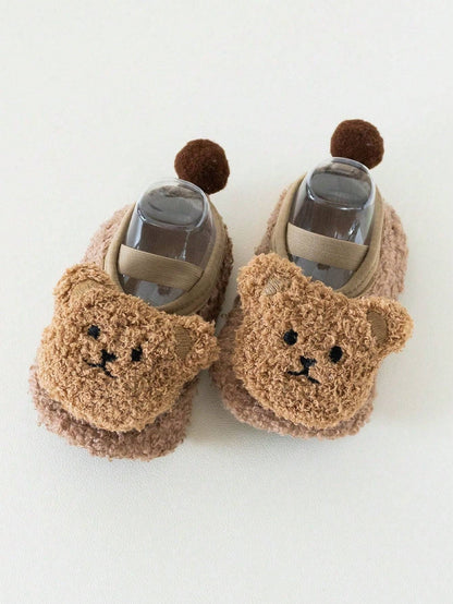 Cozy Bear-Shaped Fluffy Anti-Slip Slippers - for Babies