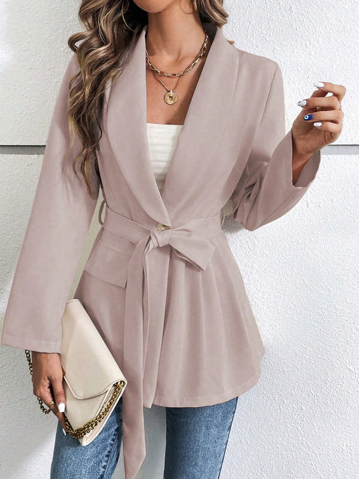 Chic Elegance: Collar Shawl Belted Blazer