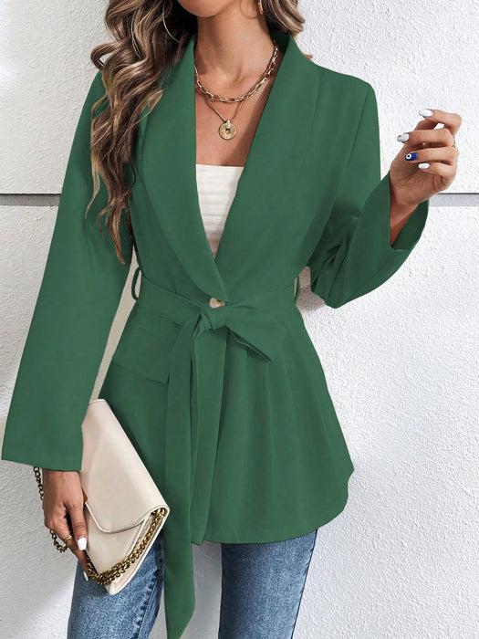 Chic Elegance: Collar Shawl Belted Blazer