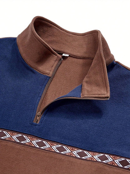 Sudadera de patchwork de polar para hombre