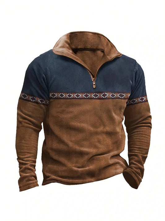 Sudadera de patchwork de polar para hombre