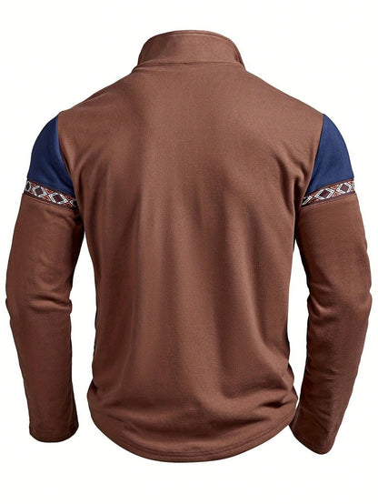 Sudadera de patchwork de polar para hombre