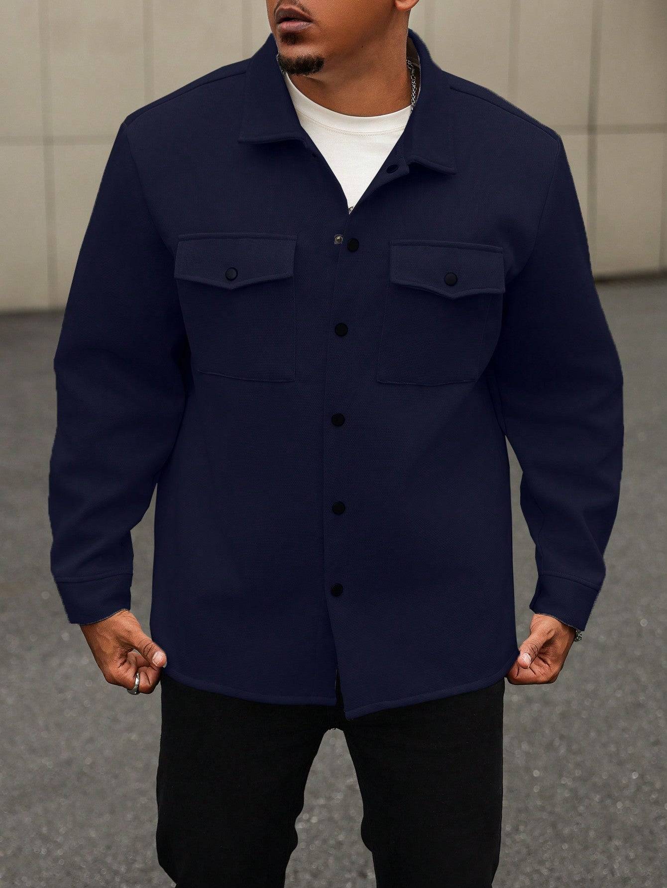 Stylish Comfort: Plus Size Men's Light Color Shirt Jacket