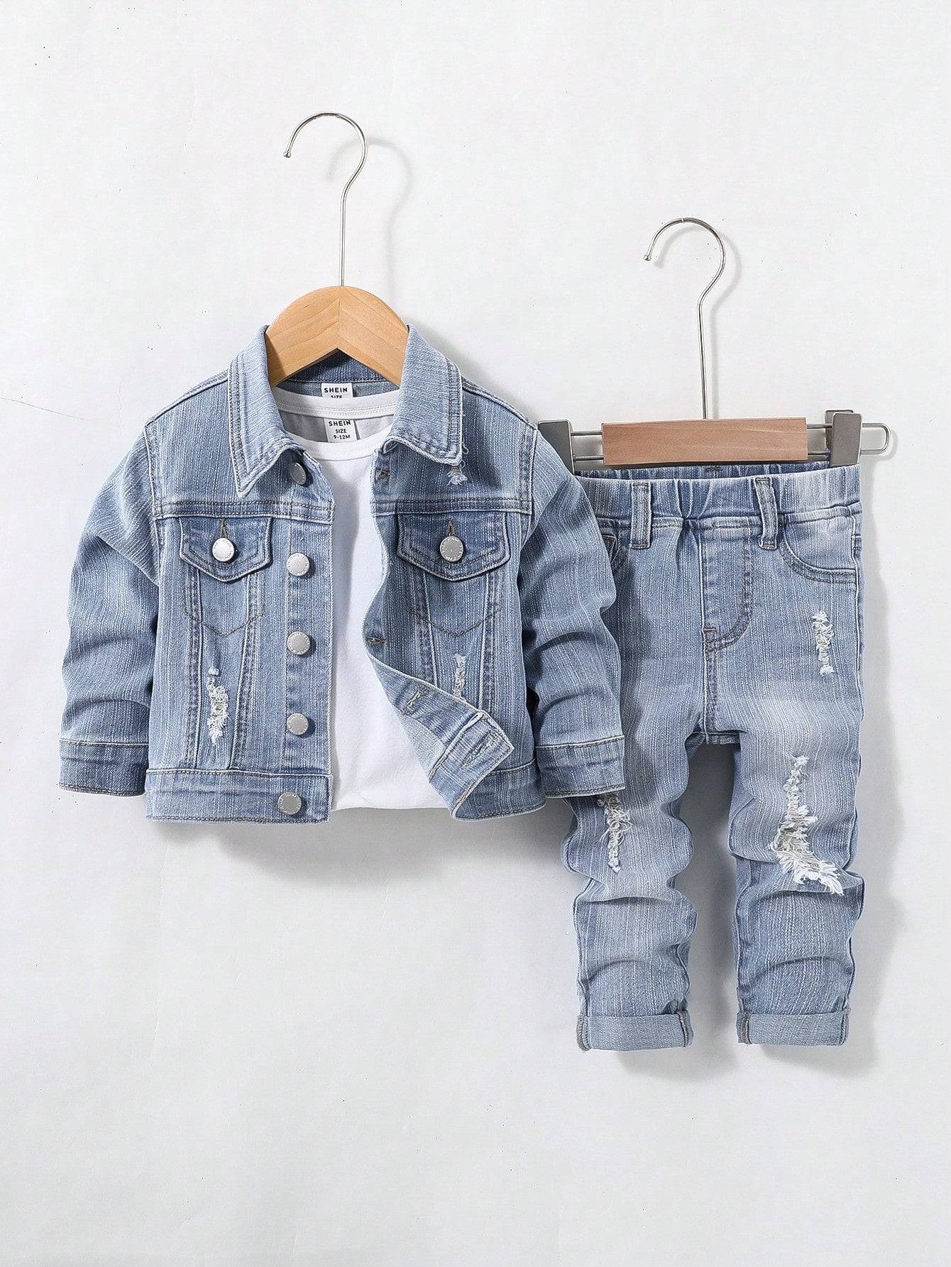 Stylish Baby Boys' 2-Piece Denim Jacket Set