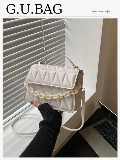 Bolso de mano elegante y moderno con rejilla de diamantes