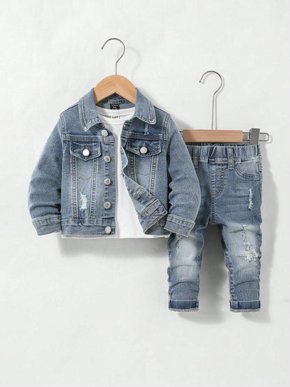 Stylish Baby Boys' 2-Piece Denim Jacket Set