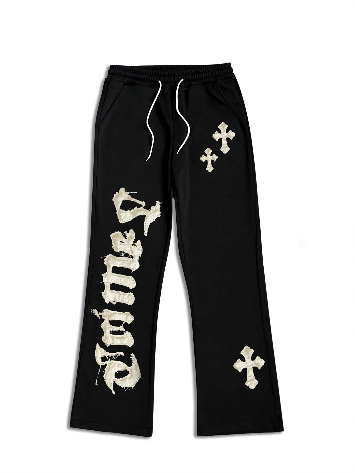 Pantalones deportivos con apliques de letras para hombre de talla grande