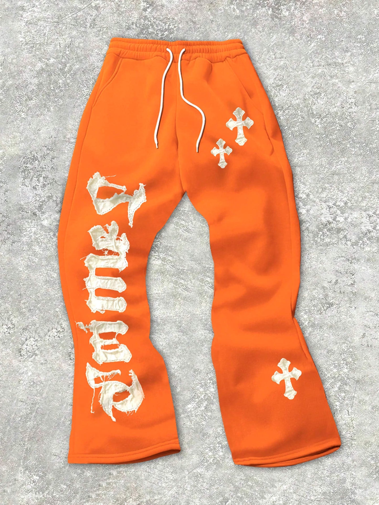 Pantalones deportivos con apliques de letras para hombre de talla grande